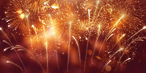 Creative festive firework scene background image, illustration background, illustration rendering