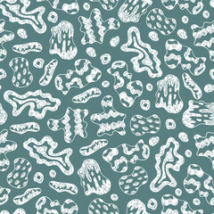 Stains Seamless Pattern. Hand Drawn Doodle Spots - Green Vector illustration