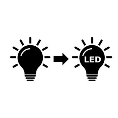 Led and usual light bulbs icon isolated on white background