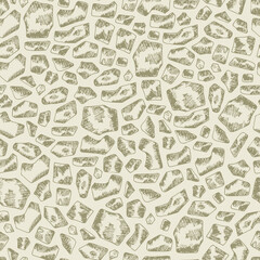Hand drawn doodle Stones seamless pattern. Gray Vector Stone wall