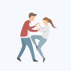 Women self defense concept,Woman character fight for protected herself from criminal,Vector illustration.