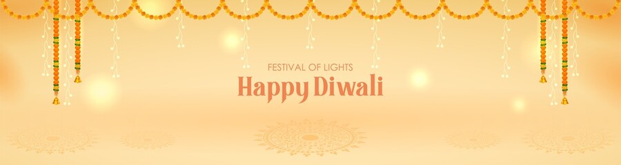 illustration of decorative burning oil diya on Happy Diwali Holiday background for light festival of India - 390342423