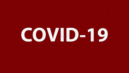 Сovid-19. White letters on red background.