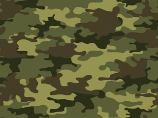 Fototapeta premium Green camouflage seamless pattern. Military print