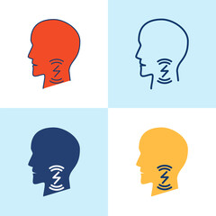 Sore throat icon set in line style