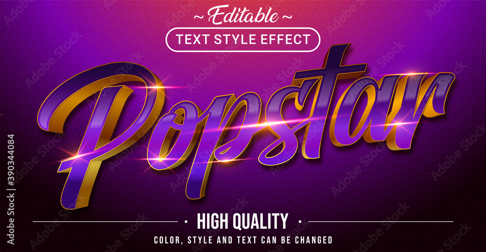 Poster editable text style effect - popstar theme style.