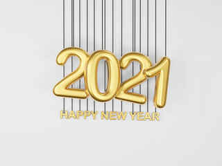 3D render - 3D Happy New Year background, Happy New Year 2021, Party poster template, Holiday, poster, header, website.
