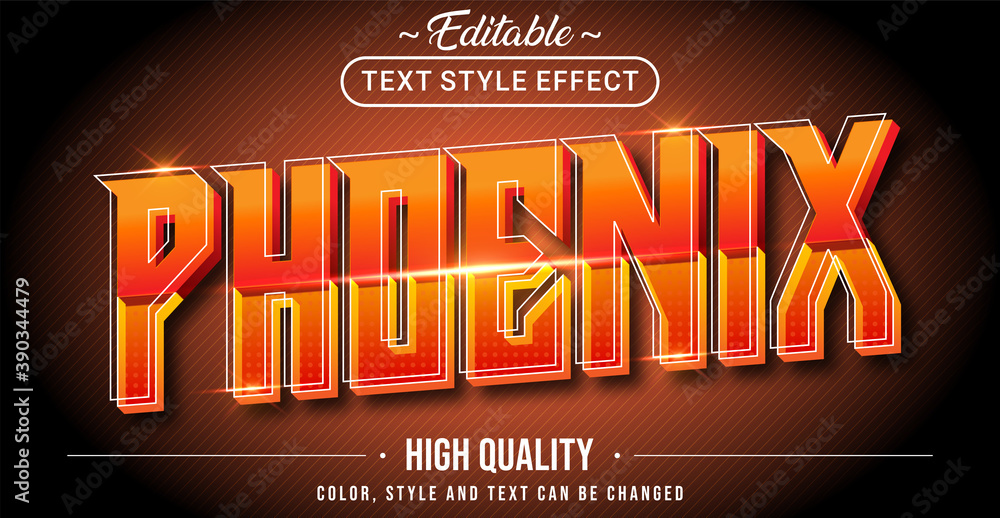 Poster editable text style effect - phoenix theme style.
