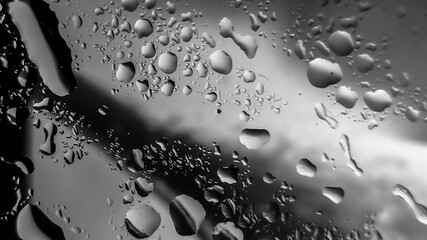 beautiful view from water sprayed glass surface