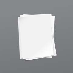 Torn of white stacked blank note, notebook paper are on dark grey background for text, advertising or design. Vector illustration
