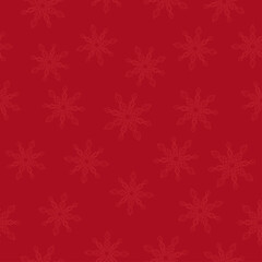 Naklejka na ściany i meble Light snowflakes mandala on red background. Seamless winter Christmas monochrome pattern. Suitable for packaging, textile.