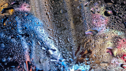 beautiful view from water sprayed glass surface