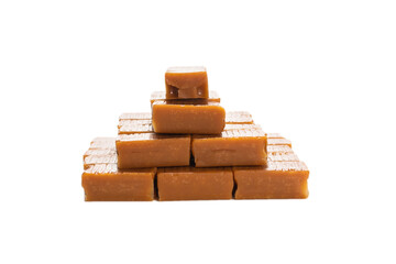 Tasty caramel candy isolated on white background.