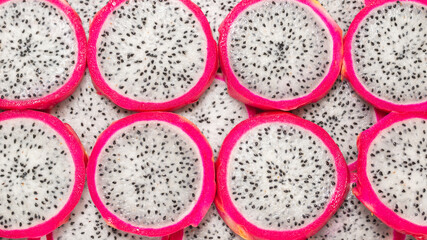 Sweet tasty dragon fruit or pitaya slices.
