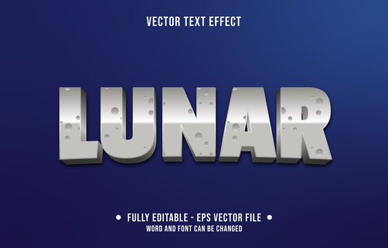 Editable Text Effect - Lunar Moon Grey And Silver Color Gradient Style	