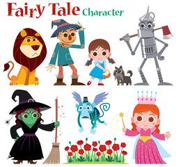 Vector illustration of Cartoon Set Fairy tales characters - obrazy, fototapety, plakaty