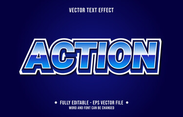 Editable text effect - Action esport team blue and white color gradient style	