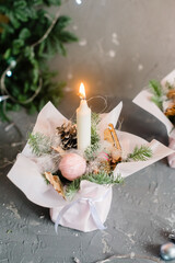 White candles on a dark background