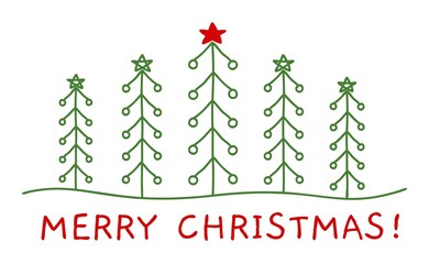 Fototapeta na wymiar Tangled scribble Christmas Pine Tree forest banner