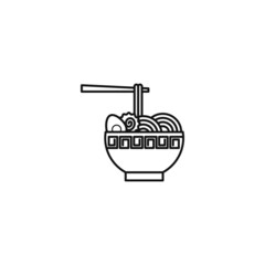 Illustration of Ramen Noodle Outline Icon - Fast Food Icon Set Vector Illustration Design.
