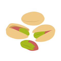 Set of Pistachio nuts in the shell. Illustration 