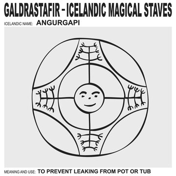 vector icon with Icelandic magical staves Angurgapi. Symbol symbol means and is used for prevent leaking from pot or tub 