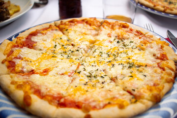 fresh pizza on a table