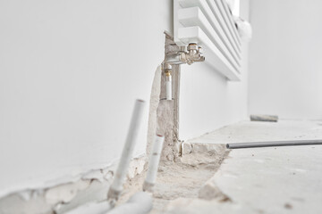 Many different colors on the stand or wooden table in the flower shop. Showcase. Background of mix of flowers. Beautiful flowers for catalog or online store.