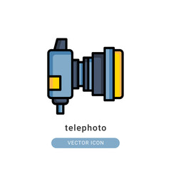 telephoto icon vector illustration. telephoto icon lineal color design.