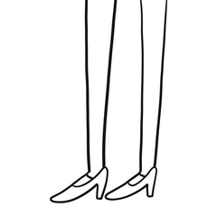 Fototapeta na wymiar Thin legs of a girl in high heel shoes sketch