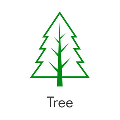Árbol de navidad. Símbolo abeto. Icono lineal árbol abstracto con ramas en forma de triángulo en color verde
