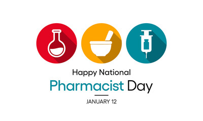 Fototapeta na wymiar Vector illustration on the theme of National Pharmacist day observed each year on January 12th.