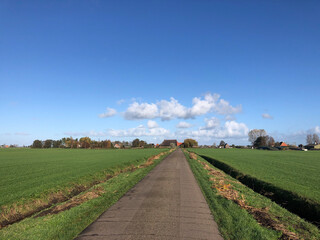 Road towards Echtenerbrug in Friesland