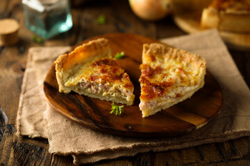 Traditional homemade onion quiche or pie