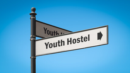 Fototapeta premium Street Sign to Youth Hostel