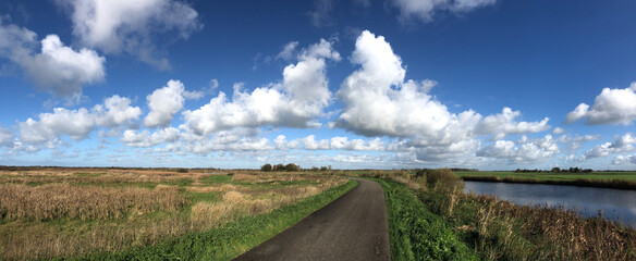 Panorama from a road  through the nature around Nijetrijne