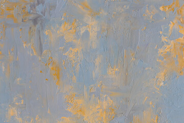 Dark blue and golden messy wall stucco texture background. Decorative paint for walls