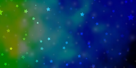 Light Blue, Green vector layout with bright stars.