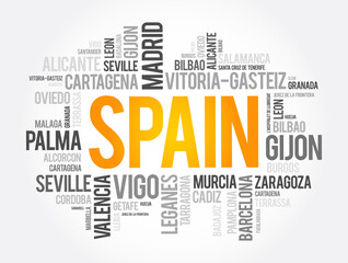 Fototapeta premium List of cities in Spain word cloud, Spanish municipalities