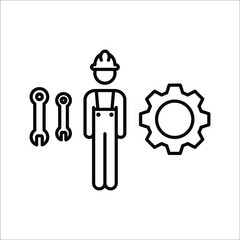 Technician icon with simple silhouette design isolated on white background. vector eps 10