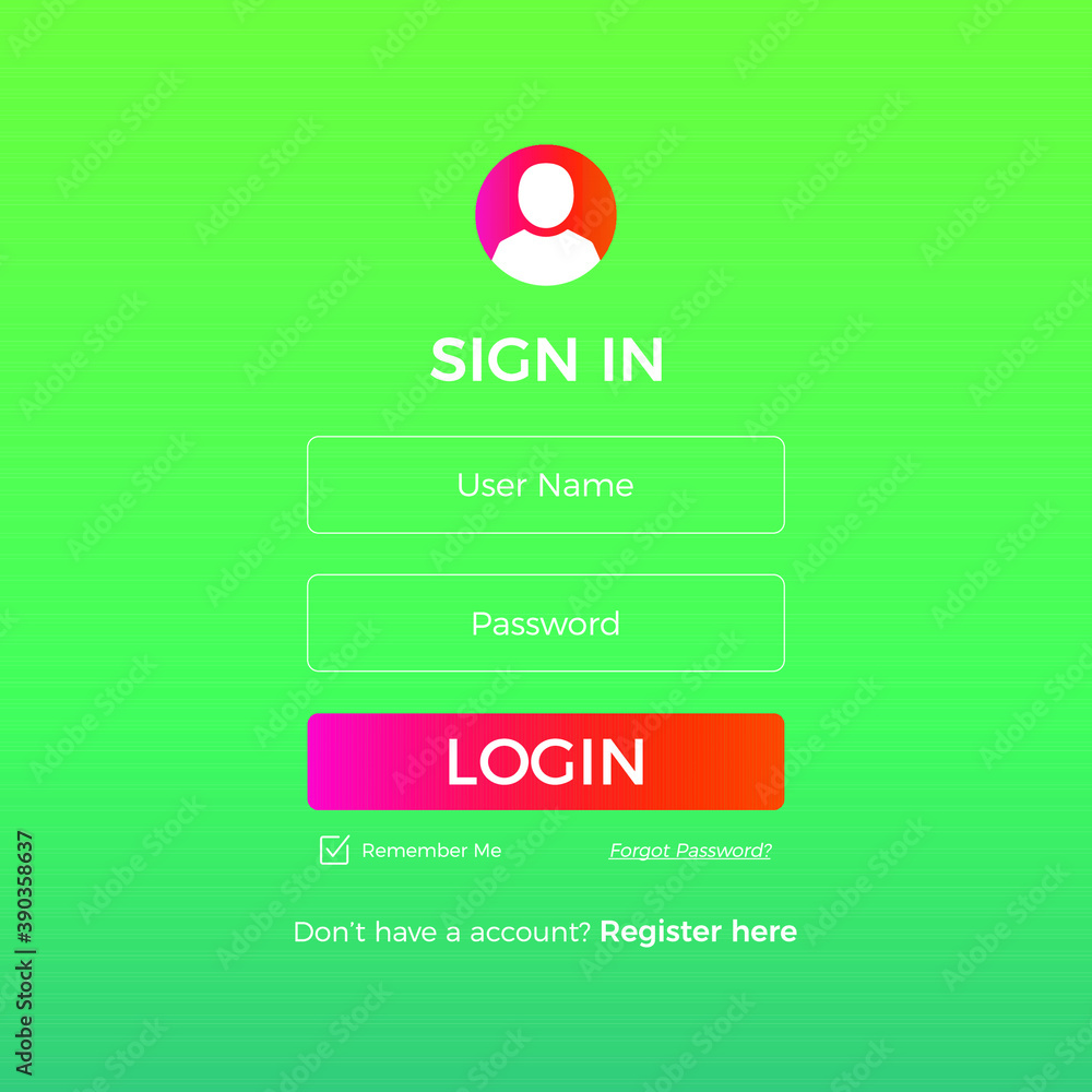Aufkleber login form page. website ui vector elements. eps 10 vector illustration