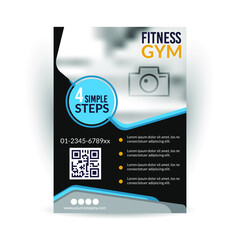 Fototapeta premium Fitness gym sport flyer template with place for photo. Eps10 vector illustration.