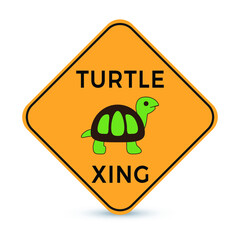 Warning sign: Turtle Xing across a road. Eps10 vector illustration