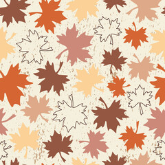 Autumn leaves seamless pattern vector, earthy colors foliage natural design illustration