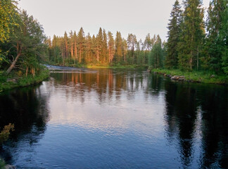 summer evening on the river in Finland