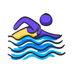 Man swimming icon in color drawing. Athlete triathlon s  sport