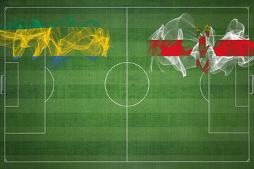 Gabon vs Northern Ireland Soccer Match, national colors, national flags, soccer field, football...