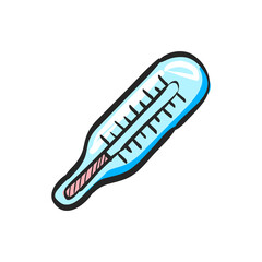 Thermometer icon in color drawing. Medical equipment healthcare doctor