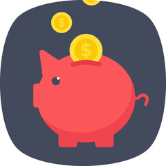 
Piggy bank, money saving flat icon
