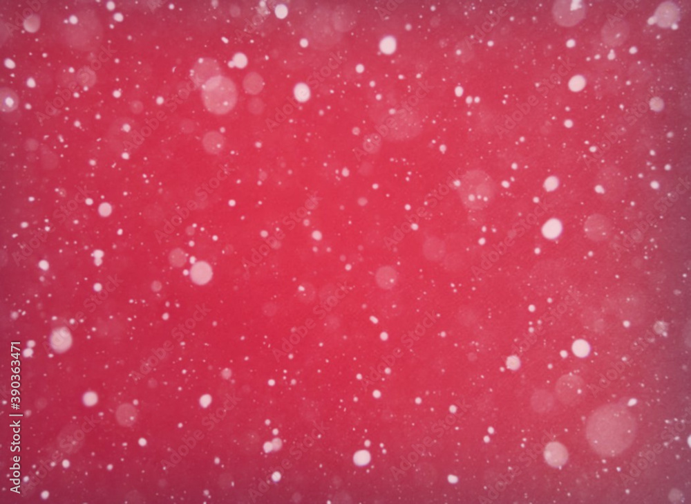 Poster red tone blur snow bokeh light. defocused background. new year christmas bokeh on red background wit